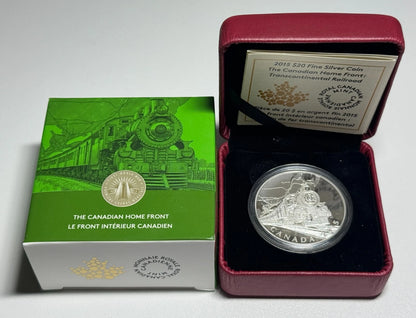 2015 $20 The Canadian Home Front: Transcontinental Railroad - Pure Silver Coin