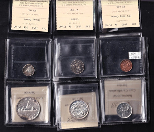 1955 Canada Proof Like Set Certified By ICCS All PL-66 Cameo + Arnprior - cscoinsnbanknotes