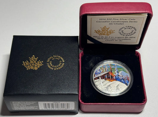 2016 $20 Canadian Landscapes: Ski Chalet - .9999 Pure Silver Coin RCM
