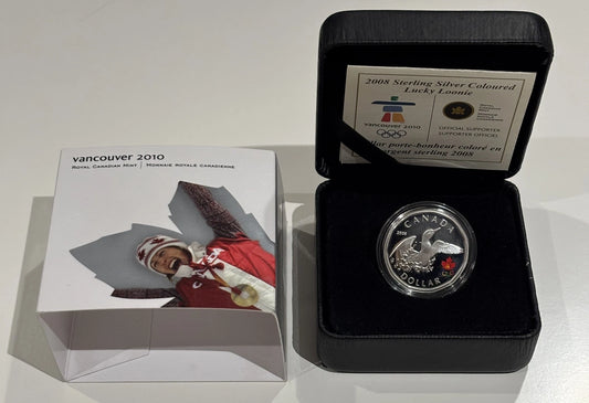 2008 Sterling Silver Lucky Loonie Coin Queen Elizabeth II 2010 Van Olympics RCM