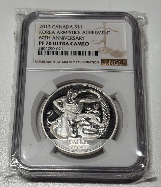 Canada 2013 Silver $1 Koreas Armistance Agreement 60th Anniversary NGC PF 70 UC