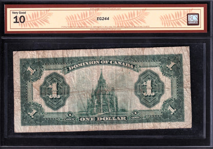 Dominion Of Canada 1923 $1 One Dollar Banknote BCS Graded VG 10 Blue Seal Group1 - cscoinsnbanknotes