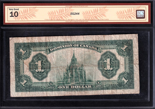 Dominion Of Canada 1923 $1 One Dollar Banknote BCS Graded VG 10 Blue Seal Group1 - cscoinsnbanknotes