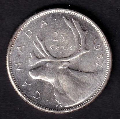 Canada 1957 25c Twenty Five Cent Silver Coin Queen Victoria II .800 Silver