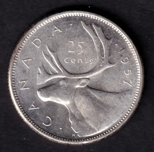Canada 1957 25c Twenty Five Cent Silver Coin Queen Victoria II .800 Silver