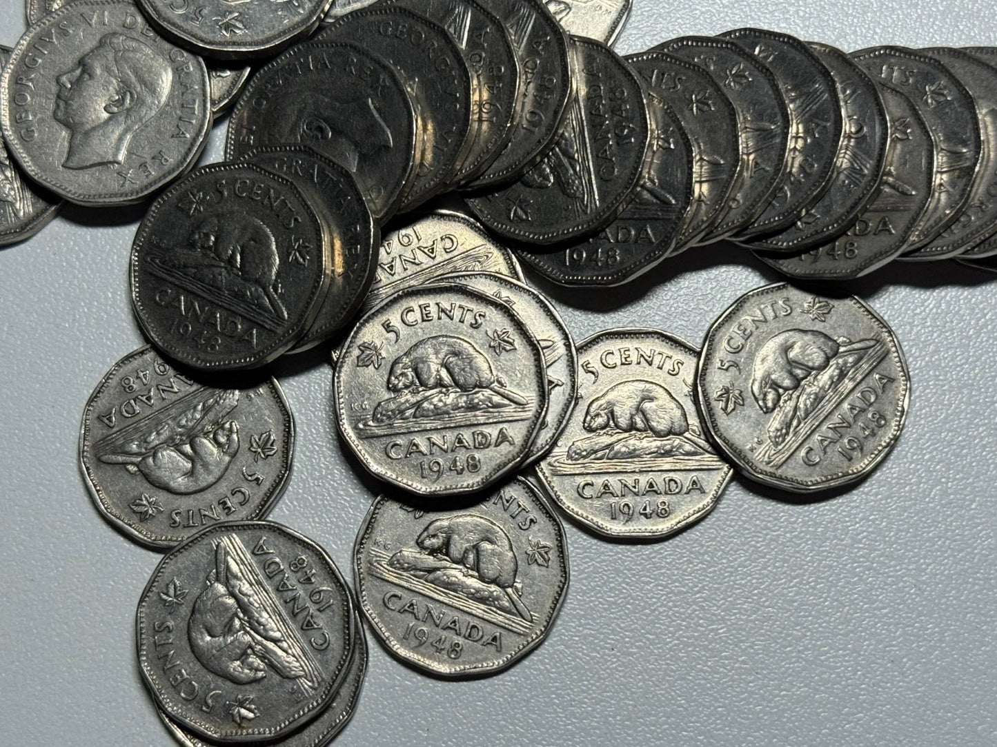 1x Canada 1948 Five Cents Nickel Coin King George VI Semi Key Date 5-Cents 5c