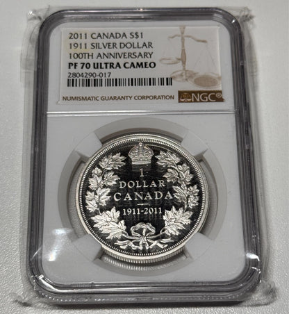 2011 $1 The 1911 Silver Dollar 100th Anniversary - NGC Certfied PF-70 Ultra Cam