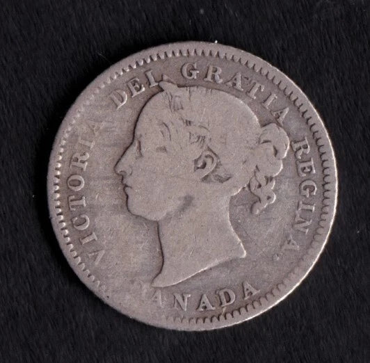 Canada 1880H 10c Ten Cent Silver Coin Queen Victoria Obv#2 VG .925 Silver