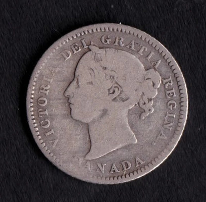 Canada 1880H 10c Ten Cent Silver Coin Queen Victoria Obv#2 VG .925 Silver