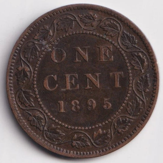Canada 1895 1 Cent One Large Cent Coin Queen Victoria Extra Fine