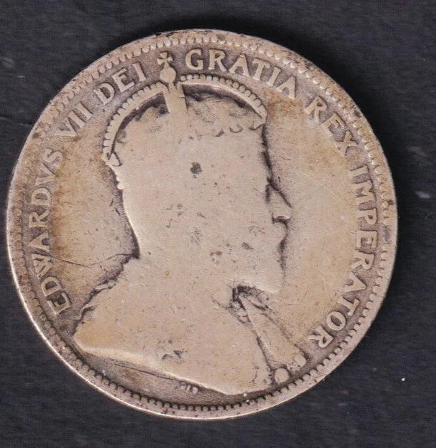 1907 Canada Silver Quarter 25 Twenty Five Cent Piece King Edward Good +