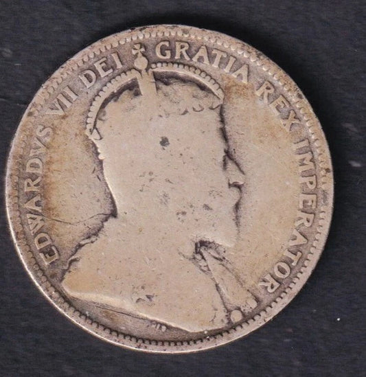 1907 Canada Silver Quarter 25 Twenty Five Cent Piece King Edward Good +
