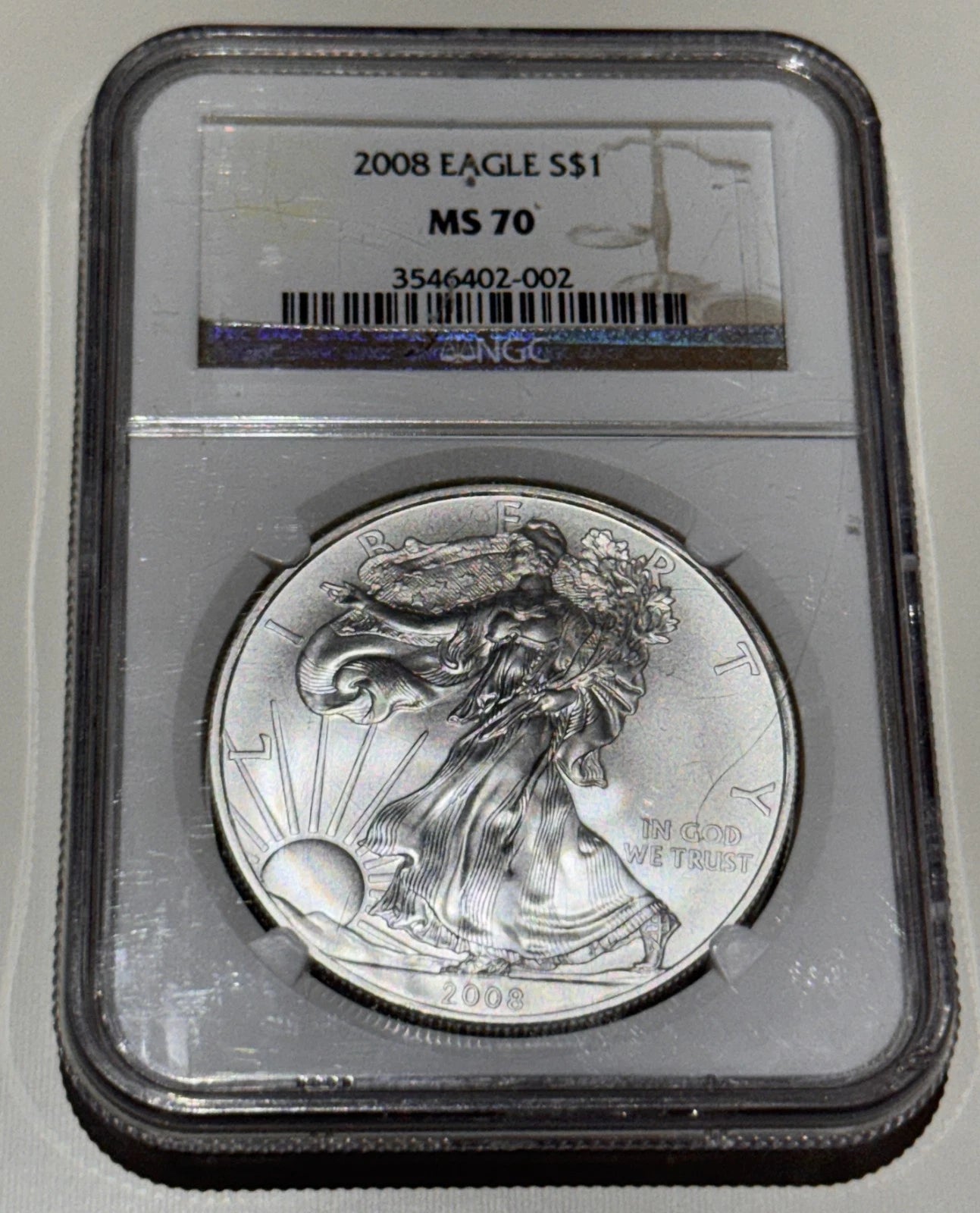 United States 2008 American 1oz Silver Eagle NGC Graded MS-70 Perfect 70/70