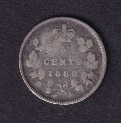 Canada 1888 5c Five Cent Silver Coin Queen Victoria .925 Silver #1 - cscoinsnbanknotes