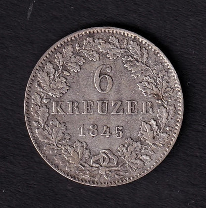 Germany 6 Six Kreuzers Billon Coin Free City Of Frankfurt - cscoinsnbanknotes