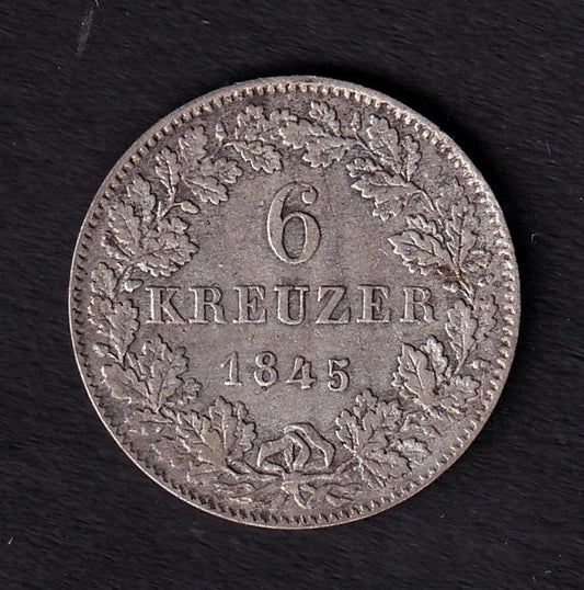 Germany 6 Six Kreuzers Billon Coin Free City Of Frankfurt - cscoinsnbanknotes