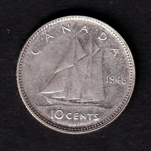 Canada 1946 10c Ten Cent Silver Coin King George VI Extra Fine .800 Silver