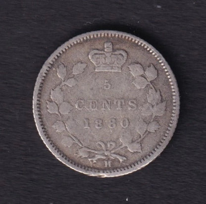 Canada 1880 5c Five Cent Silver Coin Queen Victoria .925 Silver #1 - cscoinsnbanknotes