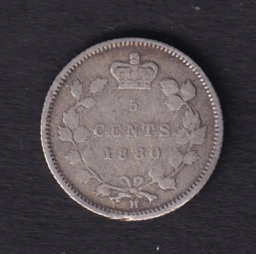 Canada 1880 5c Five Cent Silver Coin Queen Victoria .925 Silver #1 - cscoinsnbanknotes