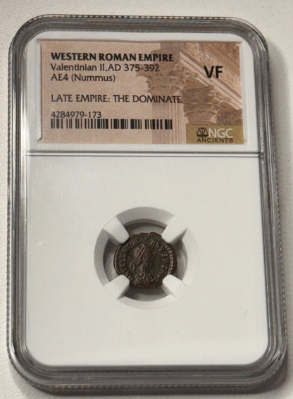 Valentinian II AE4 Nummus AD 375-392 NGC VF Late Empire The Dominate Coin