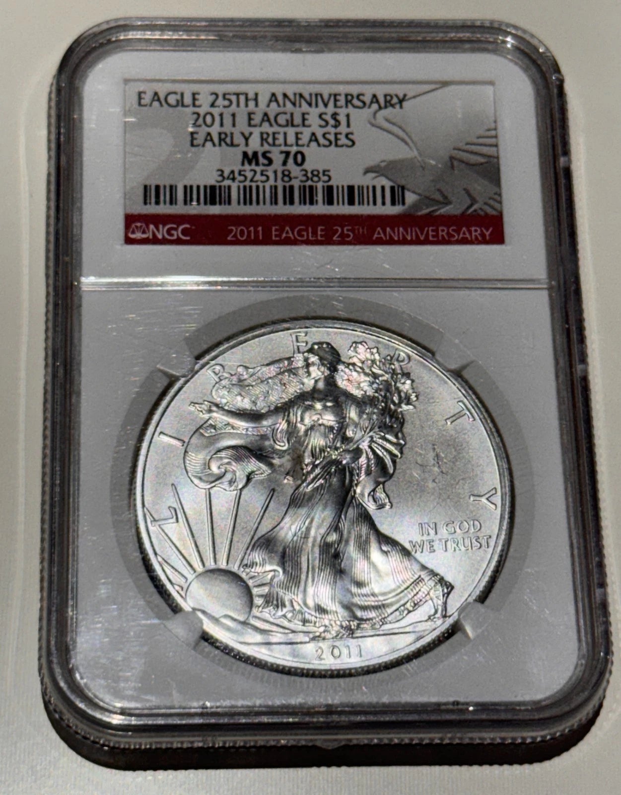United States 2011 American 1oz Silver Eagle NGC Graded MS-70 25th Ann/ Early Re