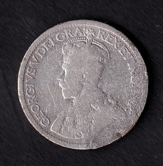 Canada 1913 10c Ten Cent Silver Coin King George V .925 Silver Broad Leaves