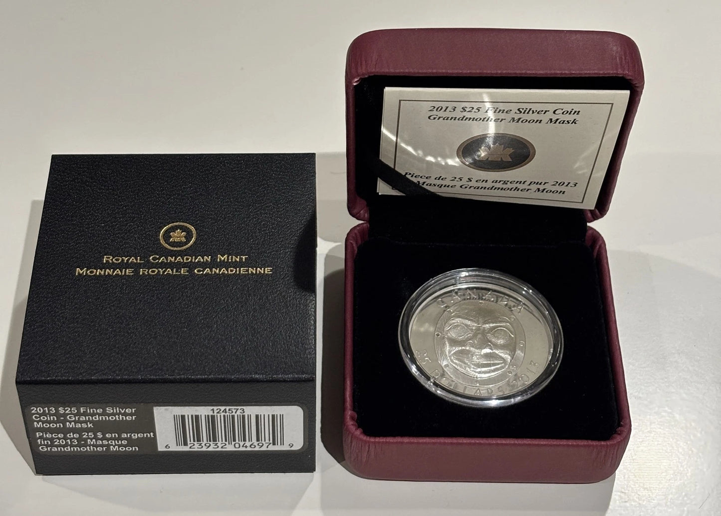 Canada RCM 2013 $25 Fine Silver Coin Grandmother Moon Mask .9999 Silver