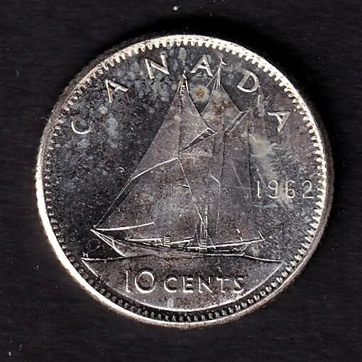 Canada 1962 10c Ten Cent Silver Coin Queen Elizabeth II Cameo Proof Like .800