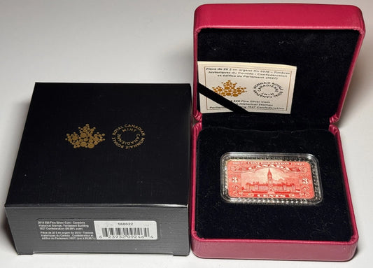 2018 Canada $20 Fine Silver Coin - Historical Stamps Parliament Building 1927