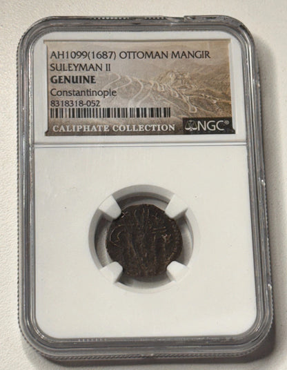 1687 Ottoman Empire Suleyman II AH1099 Mangir NGC Certified Caliphate Coin