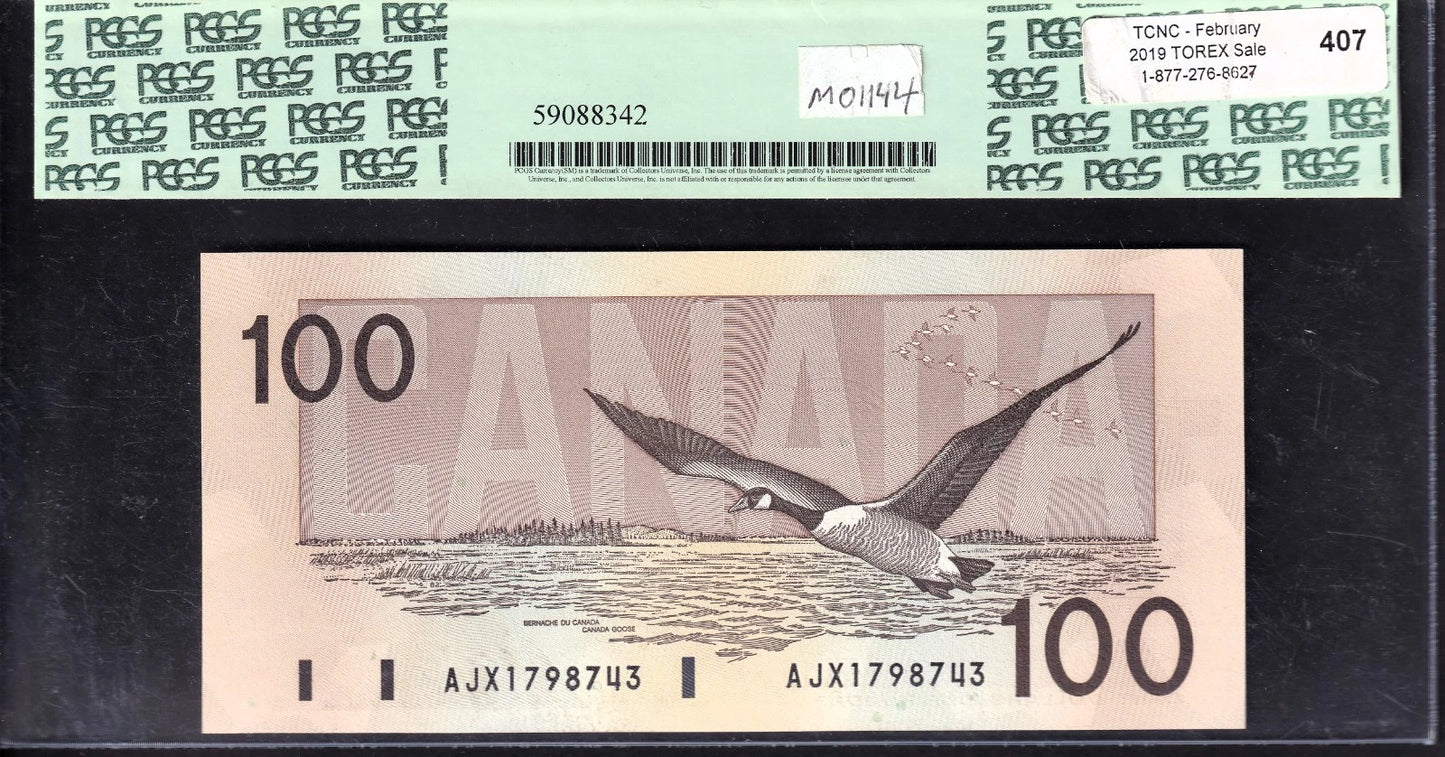 Canada 1988 $100 One Hundred Dollar Replacement Banknote AJX PCGS Gem New 65 PPQ - cscoinsnbanknotes
