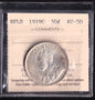 Newfoundland 1919c Fifty Cent 50c Coin ICCS Graded AU-50 Nice Grade