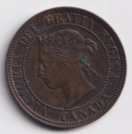 Canada 1900 Plain 1 Cent One Large Cent Coin Queen Victoria Extra Fine