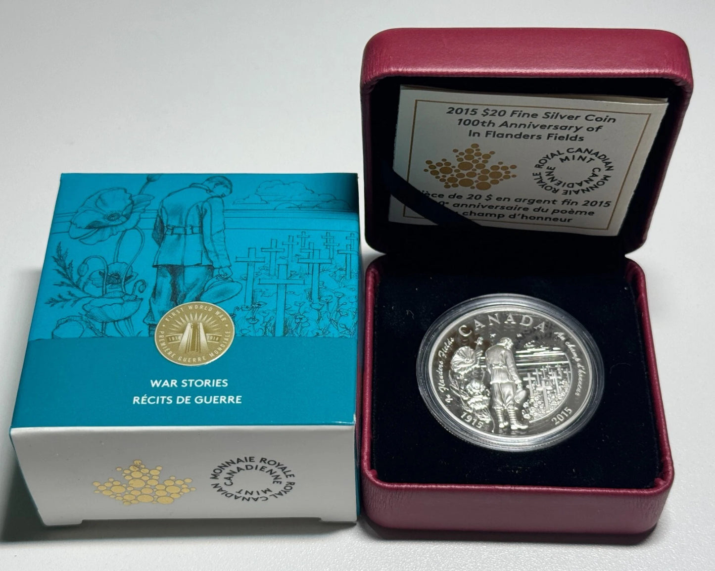 2015 Canada $20 Fine Silver Coin - 100th anniversary Of In Flanders Fields