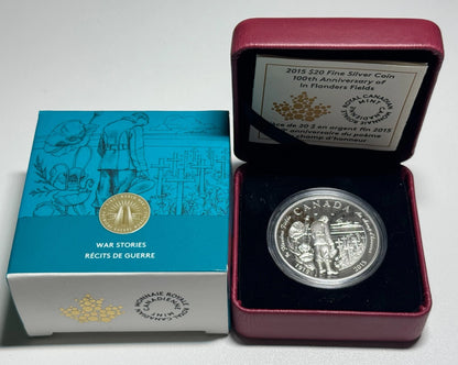 2015 Canada $20 Fine Silver Coin - 100th anniversary Of In Flanders Fields
