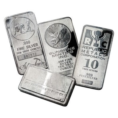 10oz .999 Fine Silver Bar – Assorted Mints Low Premium