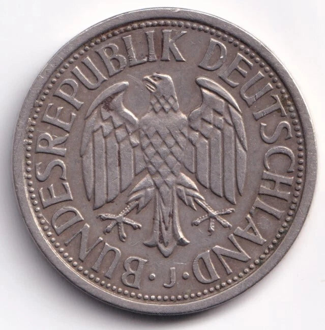 Germany 1951J 2dem Two Deutsche Mark Copper-Nickel Coin Hamburgishe Munze Mint - cscoinsnbanknotes