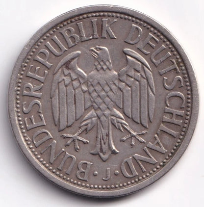 Germany 1951J 2dem Two Deutsche Mark Copper-Nickel Coin Hamburgishe Munze Mint - cscoinsnbanknotes