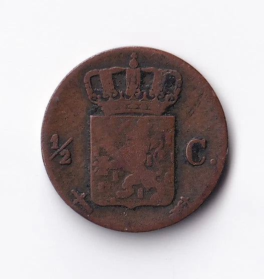 Netherlands 1857 1/2 Half Cent Copper Coin King William III - cscoinsnbanknotes