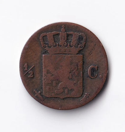 Netherlands 1857 1/2 Half Cent Copper Coin King William III - cscoinsnbanknotes