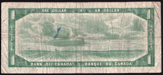 Canada 1954 $1 One Dollar Banknote Beattie - Coyne Devils Face VG-F - cscoinsnbanknotes