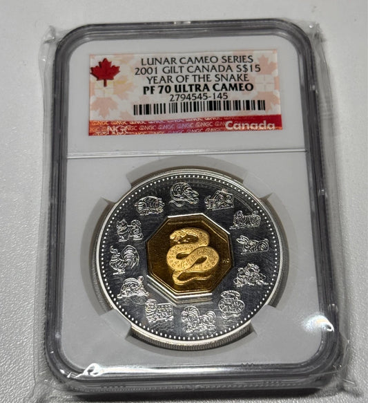 Canada 2011 Year Of The Snake Proof Silver Coin NGC Certfied PF-70 Ultra Cameo
