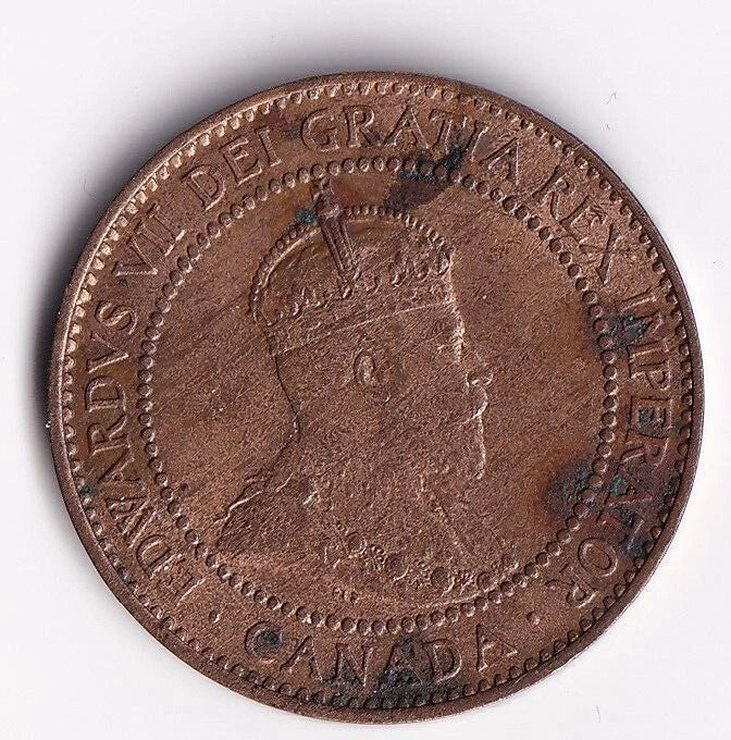 Canada 1910 1 Cent One Large Cent King Edward Nice UNC Details - cscoinsnbanknotes