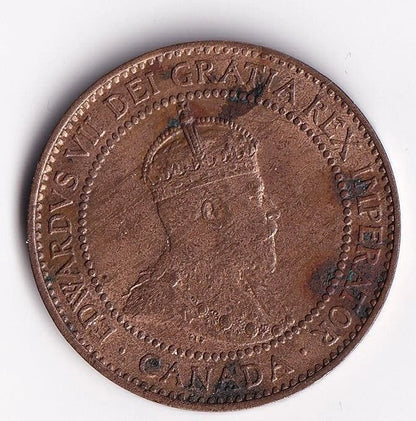 Canada 1910 1 Cent One Large Cent King Edward Nice UNC Details - cscoinsnbanknotes