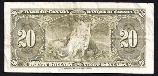 Canada 1937 $20 Twenty Dollar Banknote Coyne - Towers BC-25c EF Extra Fine - cscoinsnbanknotes