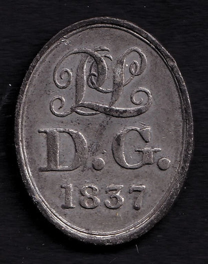 1837 Scottish Communion Token – ‘LL D.G.’ Inscription – Castle and Anchor Design - cscoinsnbanknotes