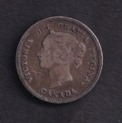 Canada 1881 5c Five Cent Silver Coin Queen Victoria .925 Silver #1 - cscoinsnbanknotes
