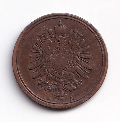 Germany 1875A 1pf One Pfennig Copper Coin Emperor Wilhelm I Minted Berlin - cscoinsnbanknotes