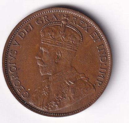 Canada 1914 Large One 1 Cent King Edward - Almost Uncirculated - cscoinsnbanknotes