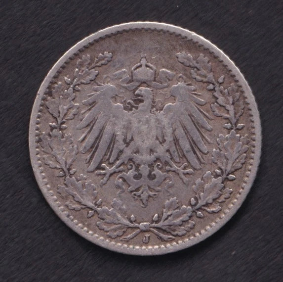 Germany 1907 1/2 One Half Mark Silver Coin Emperor William II .900 Silver - cscoinsnbanknotes